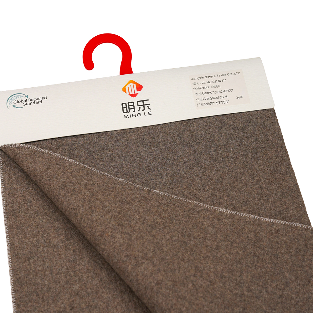 70 % vlna, 10 % kašmír, 10 % polyester, 10 % iné vlákno, 670 G/M, miešaná káva, tkanina Melton, ML-232270-670