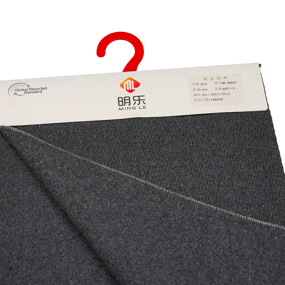 30% Wool, 60% Polyester, 10% Other Fiber, 630G/M, Gray, Twill Melton Fabric, ML-306010