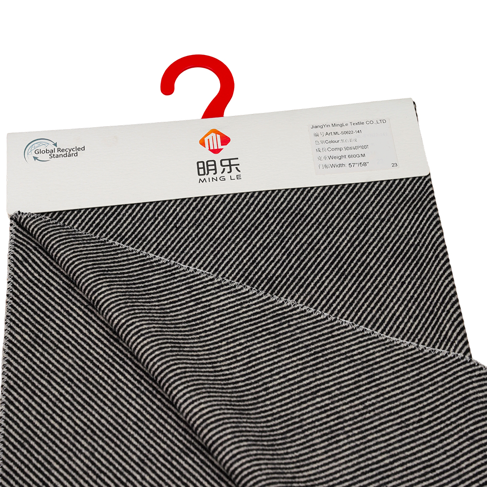 50 % vlna, 40 % polyester, 10 % iné vlákno, 680 G/M, čierna a biela, Twill Melton Fabric, ML-S0622-141