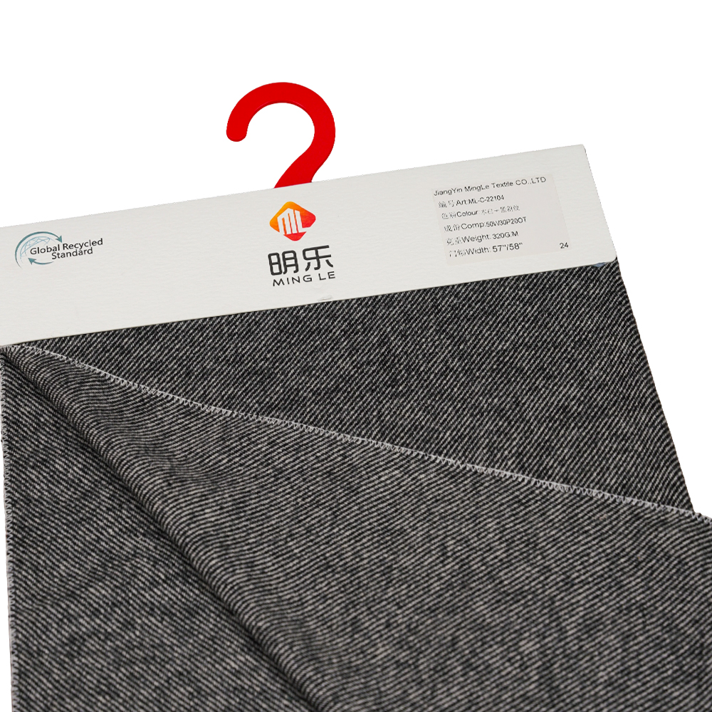 50 % vlna, 30 % polyester, 20 % iné vlákno, 320 G/M, sivobiela + čierna, keprová flanelová látka, ML-C-22104