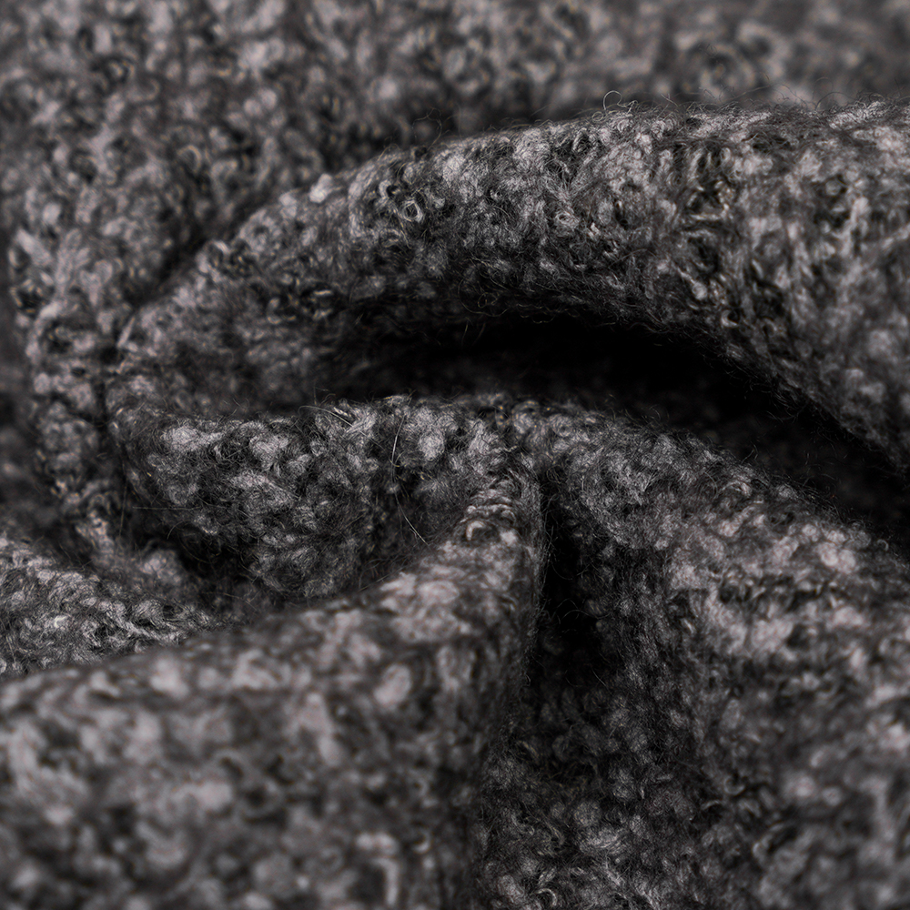 40 % vlna, 60 % polyester, 750 G/M, čierna a sivá, bali pletená vlnená tkanina, ML-70165440-75